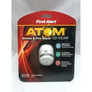 First Alert Atom 10-Year Photoelectric Smoke Fire Alarm P1010 White Micro NOS